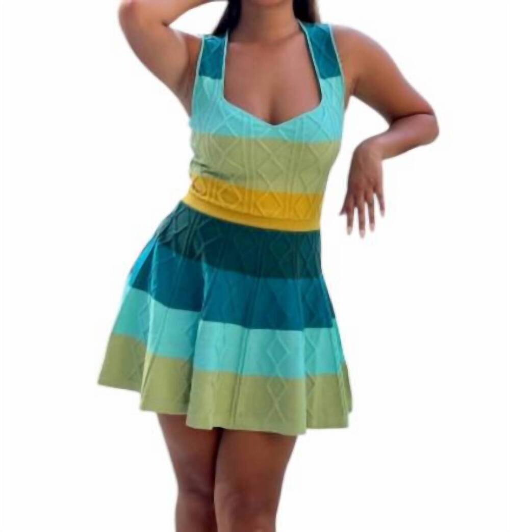 NEW ELJ AVE knit sweater mini dress in blue waterfall